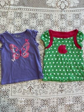 Lot of 2 toddler girl vintage embroidered tees circo & jumping beans size 24m 2T